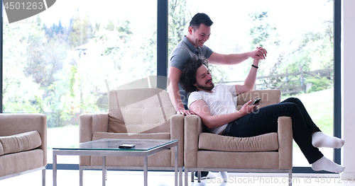 Image of Gay Couple Love Home Concept