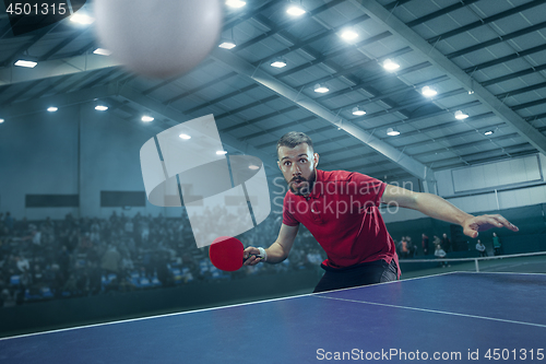 Image of The table tennis player serving