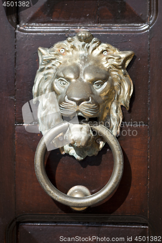 Image of Ancient italian lion shaped door knocker.