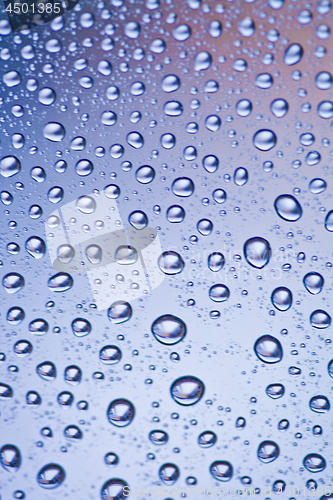 Image of Water drops on melal background.