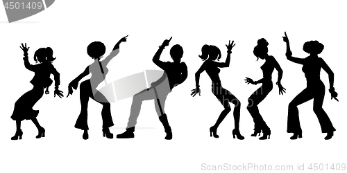 Image of silhouettes collection set. young people dancing. men women boys girls