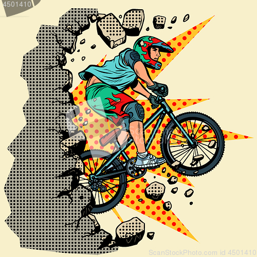 Image of cyclist extreme sports wall breaks