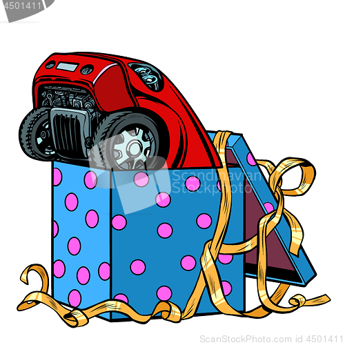 Image of car in a gift box