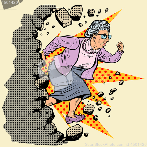 Image of active old Granny pensioner breaks the wall of stereotypes