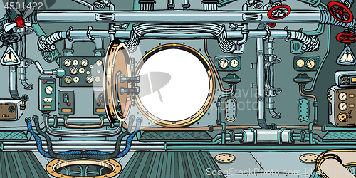 Image of compartment or command deck of a submarine