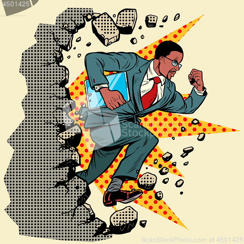 Image of african Leader gadget novation breaks a wall, destroys stereotypes