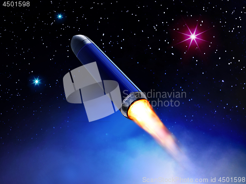 Image of rocket flies in space