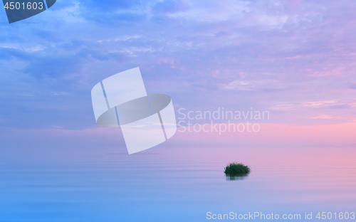 Image of Amazing Lilac Seascape With Pink And Purple Clouds