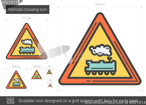 Image of Railroad crossing line icon.