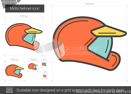 Image of Moto helmet line icon.