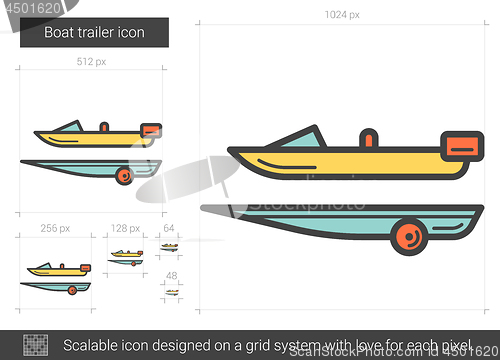 Image of Boat trailer line icon.