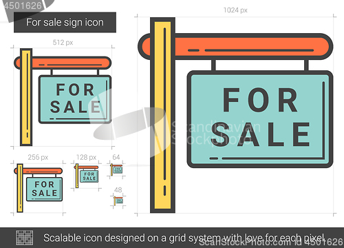 Image of For sale sign line icon.