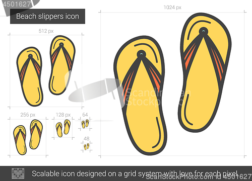 Image of Beach slippers line icon.