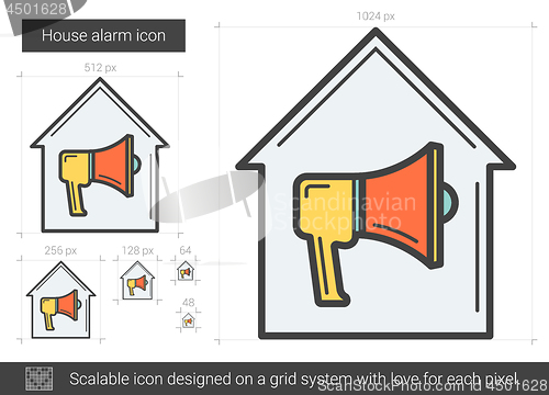 Image of House alarm line icon.