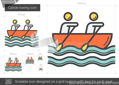 Image of Canoe rowing line icon.