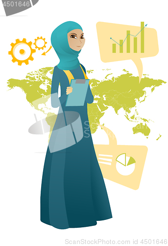 Image of Muslim business woman working in global business.