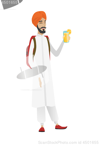 Image of Hindu traveler man drinking cocktail.