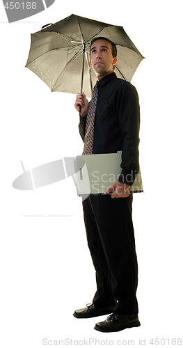 Image of Businessman With Umbrella