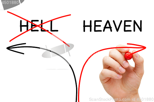 Image of Heaven Or Hell Dilemma Arrows Concept