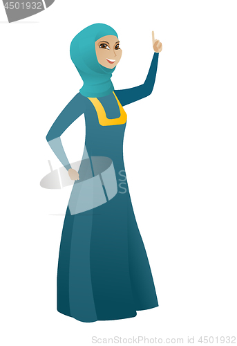 Image of Business woman pointing with her forefinger.