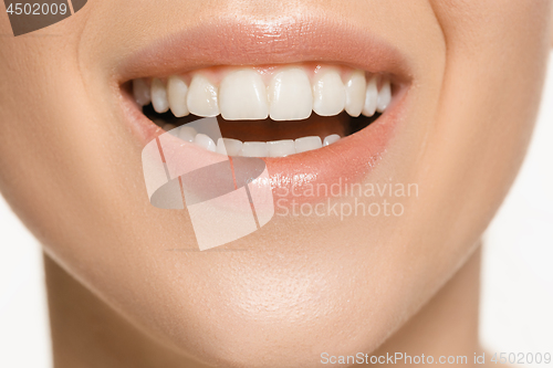 Image of Beautiful and healthy woman smile, close-up