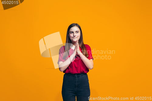 Image of Young serious thoughtful teen girl. Doubt concept.