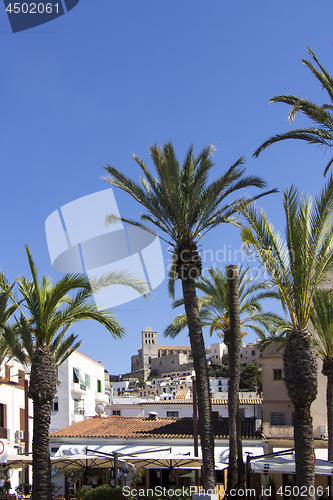 Image of Ibiza town of Eivissa with the cathedral and old town