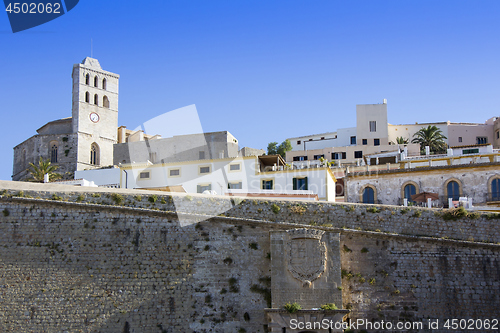 Image of Ibiza town of Eivissa with the cathedral and old town