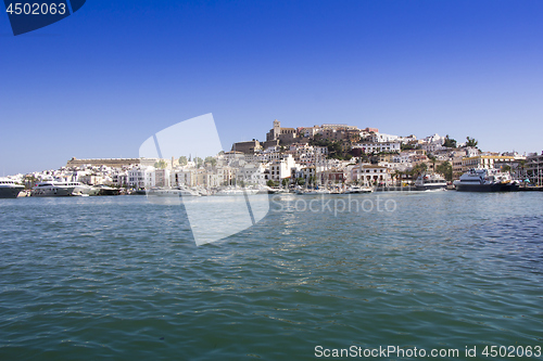 Image of Ibiza town of Eivissa with the cathedral and old town