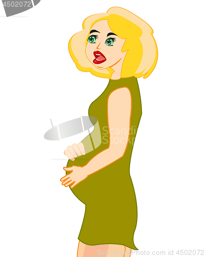 Image of Vector illustration of the pregnant girl on white background