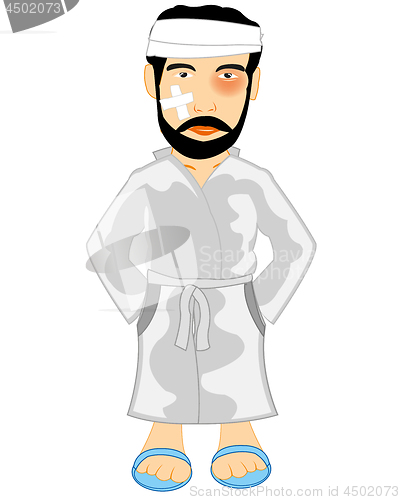 Image of Vector illustration men with trauma in patient gown
