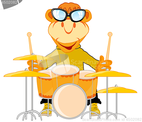 Image of Cartoon animal musician for percussion tools.Vector illustration