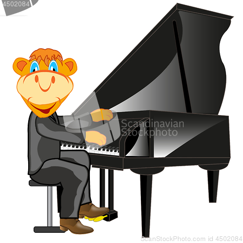 Image of Cartoon animal playing on music instrument piano
