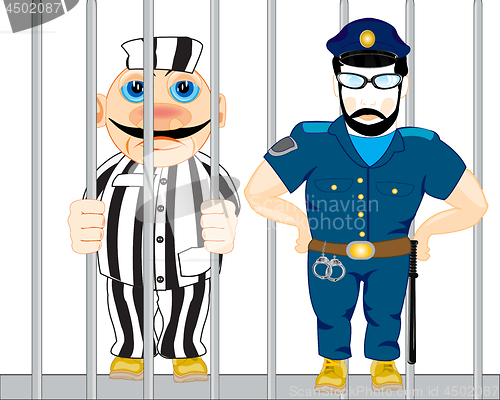 Image of Cartoon concluded for lattice and police guard