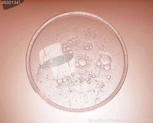 Image of cosmetic liquid with bubbles