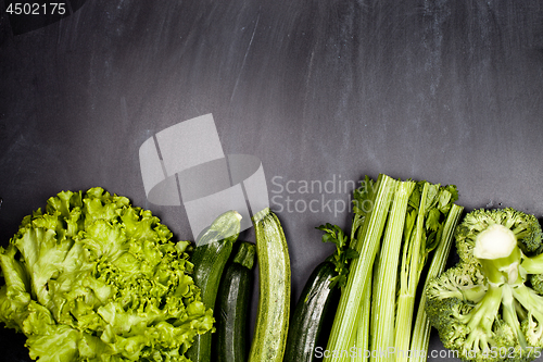 Image of Variety of green vegetables and legumes.