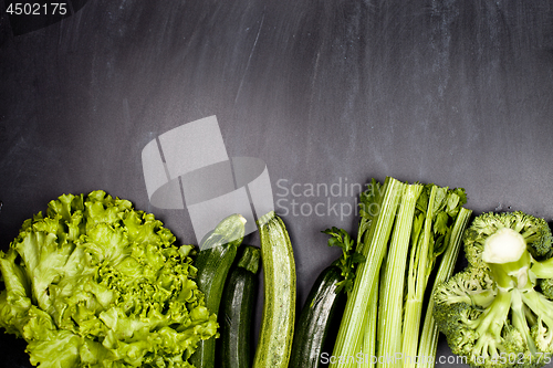 Image of Variety of green vegetables and legumes.