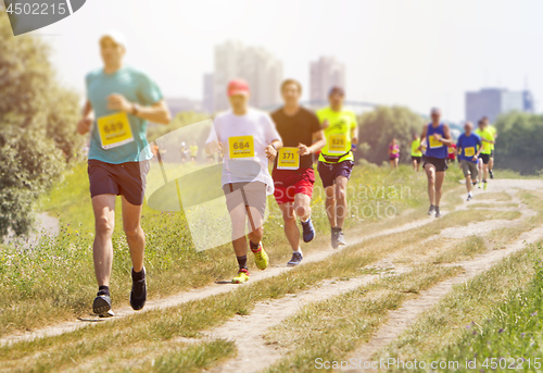 Image of A lot of people on Marathon running in nature