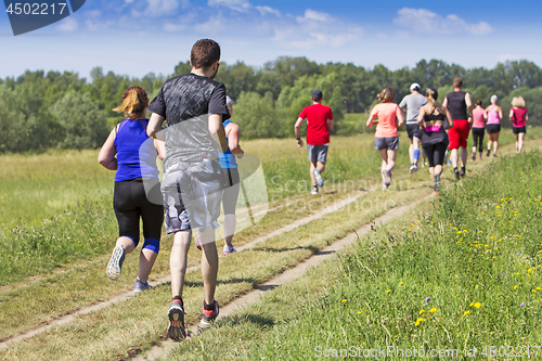 Image of A lot of people on Marathon running in nature