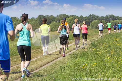 Image of A lot of people on Marathon running in nature