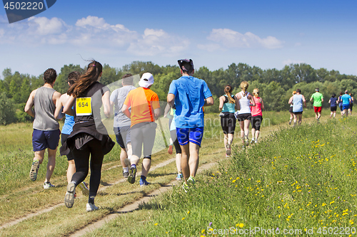 Image of A lot of people on Marathon running in nature