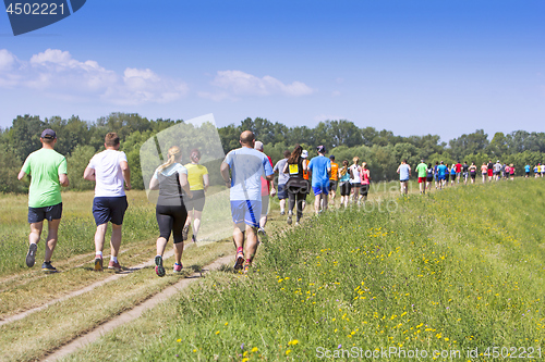 Image of A lot of people on Marathon running in nature