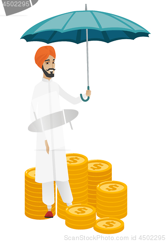 Image of Businessman insurance agent with umbrella.