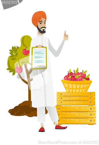 Image of Farmer with clipboard giving thumb up.