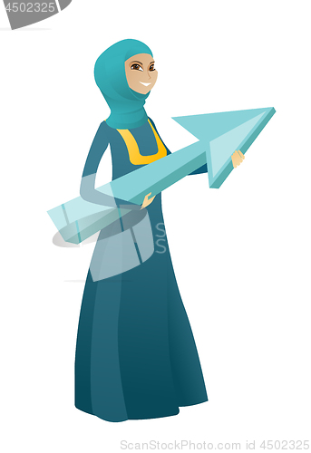 Image of Muslim business woman with growth graph.