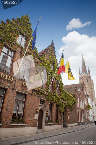 Image of Sign saying Hotel in a Bruges street