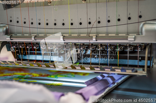 Image of Automatic industrial sewing machine for stitch by digital patter