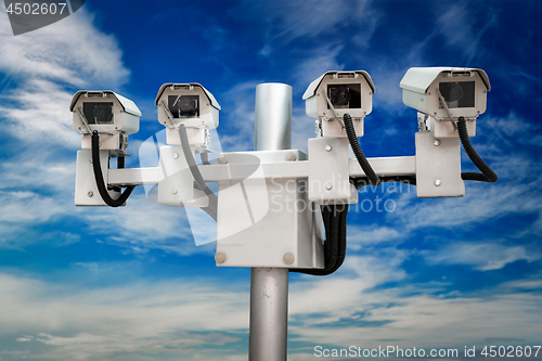 Image of CCTV monitoring security cameras.