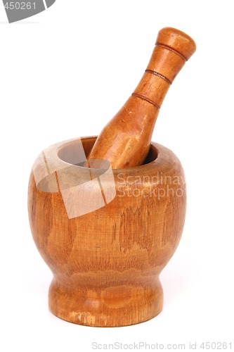 Image of wooden  mortar and pestle