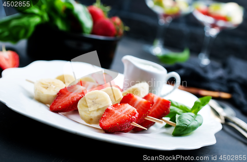 Image of banana with strawberry